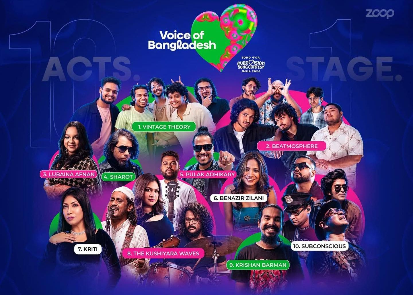 The trailblazing ten acts taking part in the first edition of Voice of Bangladesh