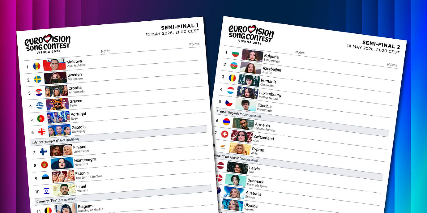 Offizielle Bewertungsbögen für das Eurovision 2026 Grand Final herunterladen und ausdrucken